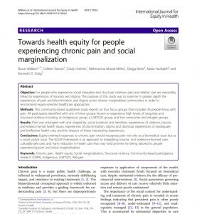 Towards health equity for people experiencing chronic pain and social marginalization