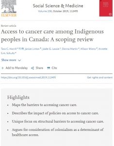 Access to cancer care among Indigenous Peoples in Canada: A scoping review