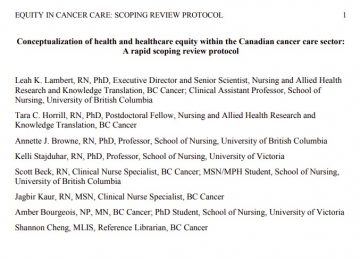 Conceptualization of health and healthcare equity within the Canadian cancer care sector: A rapid scoping review protocol