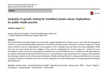 Inequities in genetic testing for hereditary breast cancer: implications for public health practice
