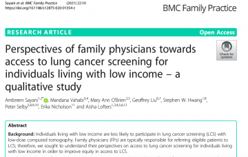 Perspectives of family physicians towards access to lung cancer screening for individuals living with low income – a qualitative study