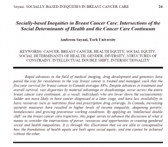 Socially based inequities in breast cancer care: intersections of the social determinants of health and the cancer care continuum