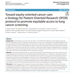 Toward equity-oriented cancer care: a Strategy for Patient-Oriented Research (SPOR) protocol to promote equitable access to lung cancer screening