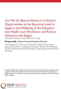 Can We Go Beyond Rhetoric to Action? Opportunities at the Executive Level to Support the Wellbeing of the Substance Use Health Care Workforce and Reduce Substance Use Stigma