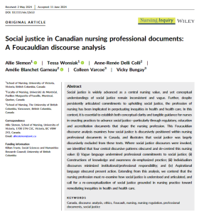 Social justice in Canadian nursing professional documents: A Foucaulidan discourse analysis
