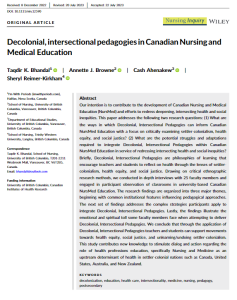 Decolonial, intersectional pedagogies in Canadian Nursing and Medical Education