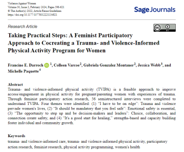 Taking practical steps: A feminist participatory approach to co-creating a Trauma- and Violence-Informed Physical Activity Program for women