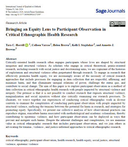 Bringing an equity lens to participant observation in critical ethnographic health research