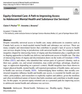 Equity oriented care: A path to improving access to adolescent mental health and substance use services?