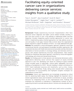 Facilitating equity-oriented cancer care in organizations delivering cancer services: Insights from a qualitative study